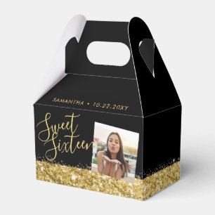 Söt 16-Personligers fotosvart Guld Presentaskar