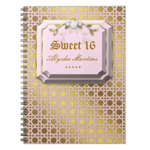 Söt 16 Photo Album Lattice Löv Rosa Jewel Anteckningsbok