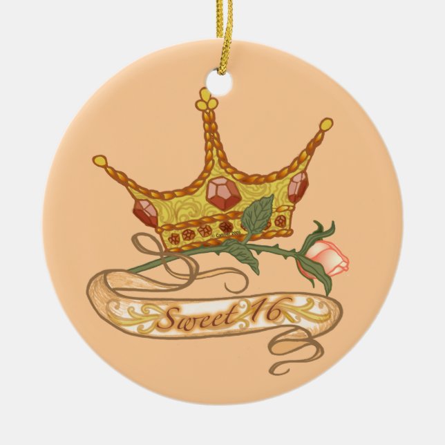 Söt 16 prinsessan Birthday anpassningsbar prydnads Julgransprydnad Keramik (Framsidan)