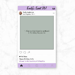 Söt 16 Quinceanera Fest Prop Fotobox Ram Poster