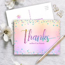 Söt 16 Rainbow Glitter Ombre Birthday Tack Vykort