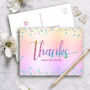 Söt 16 Rainbow Glitter Ombre Birthday Tack Vykort