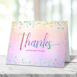Söt 16 Rainbow Glitter Ombre Foil Birthday Tack Kort