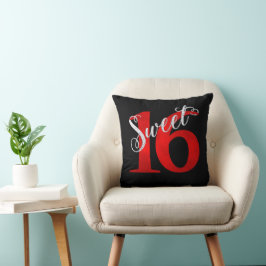 Söt 16 | Red and Black Glam Typography Namn Kudde
