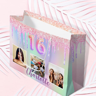 Söt 16 regnbåge glitter droppar fotomonogram 16:e