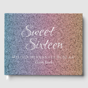 Söt 16 Regnbåge Glitter Script Prinsessa Gästböcker