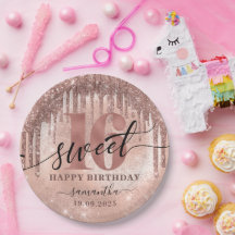 Söt 16 Ro Guld Glitter och olja