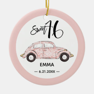 Söt 16 Ro Rosa Photo Namn Ceramic Ornament