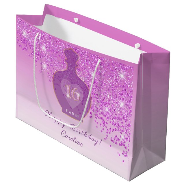 Söt 16 Rödfärgad Doft Magenta Rosa Glitter (Framsidan Vinklad)
