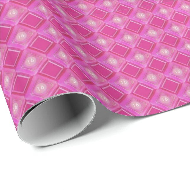 Söt 16, Rosa Diamonds nummer Presentpapper (Rullad Hörn)