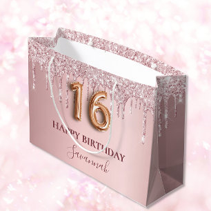 Söt 16  rosa glitter drops monogram 16:e