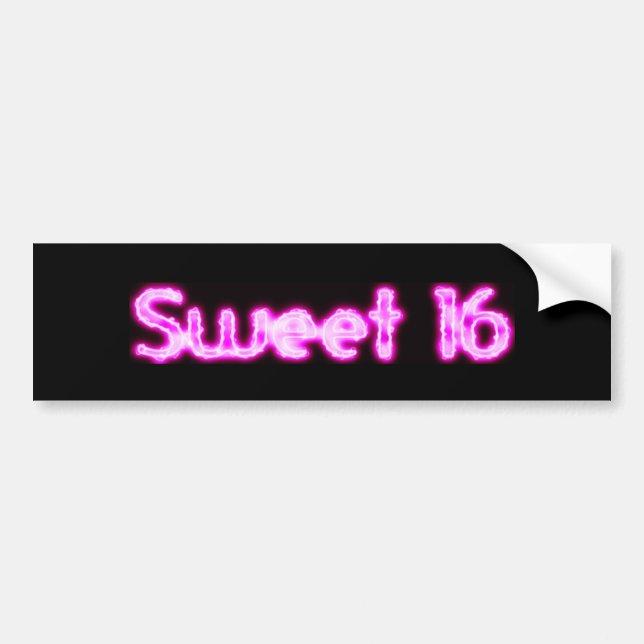 Söt 16 Rosa Glitter Ljus Black Bumper Sticker Bildekal (Framsidan)