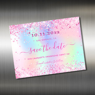 Söt 16 rosa glitter spara datum magneter