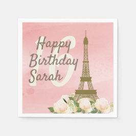 Söt 16 Rosa Guld Eiffel Torn födelsedag Pappersservett