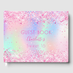 Söt 16 rosa-holografi gästböcker