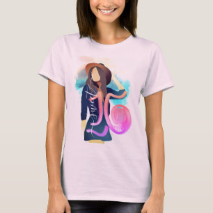 Söt 16 Rosa Lila Girl Illustration Holography T Shirt