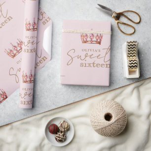 Söt 16  Rosa och Guld-födelsedag Presentpapper
