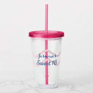 Söt 16 Rosa Pärla Glitterfest Take Away Mugg