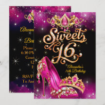 Söt 16 Rosa Prinsessa Födelsedagsfest Skor Tiara