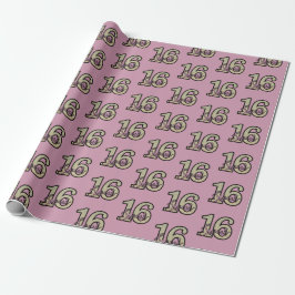 Söt 16 Rosa & Silver Födelsedagsfest Gift Presentpapper