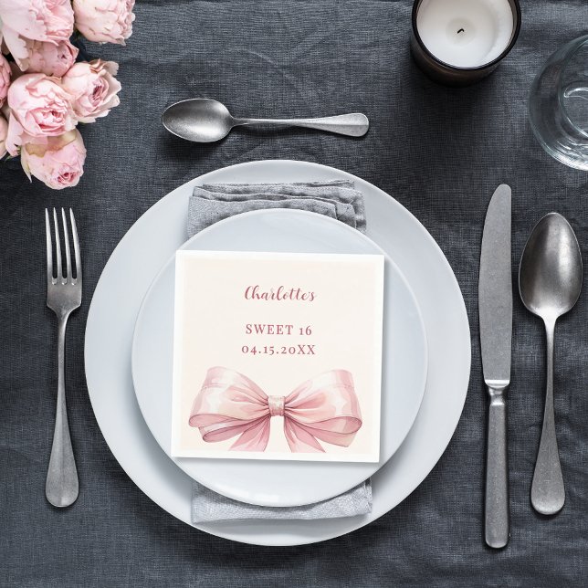 Söt 16 rosa slinga elfenben pappersservett (Skapare uppladdad)