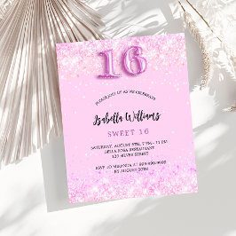 Söt 16-rosa-tävlingsinbjudan flygblad