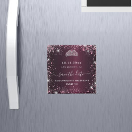 Söt 16-rosa-tiara för burgundisk tid, spara datume magnet