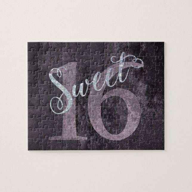 Söt 16 | Rosa Watercolor och Faux Glitter Party Pussel (Horisontell)