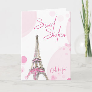 Söt 16 Rosa White Paris Effiel Torn Birthday Inbjudan