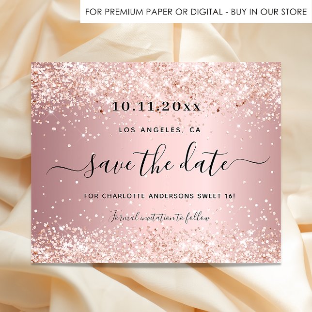 Söt 16 rosaröd "save the date"-kort (Skapare uppladdad)