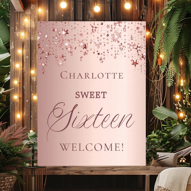 Söt 16 rose gold stjärnor välkomstskylt  poster (Skapare uppladdad)