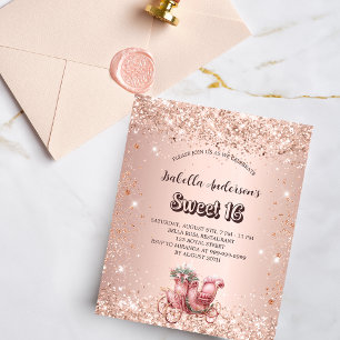 Söt 16 rose gold vagn inbjudan