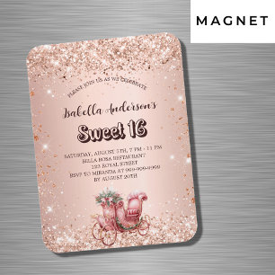 Söt 16 rose gold vagn lyx inbjudan magnet