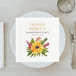 Söt 16 Sexton Födelsedagsfester Solrossen Land Pappersservett