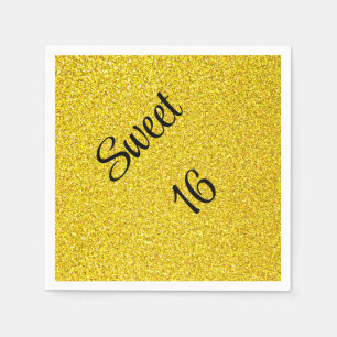 Söt 16 Sexton Guld Glitter-Födelsedagsfesten Pappersservett