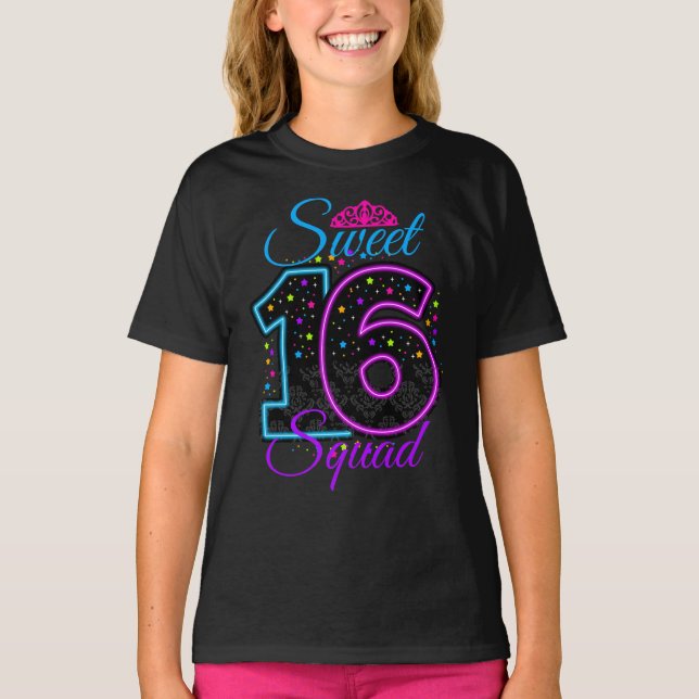 Söt 16 sexton kvadratcumple 16 anpassad design t shirt (Framsida)