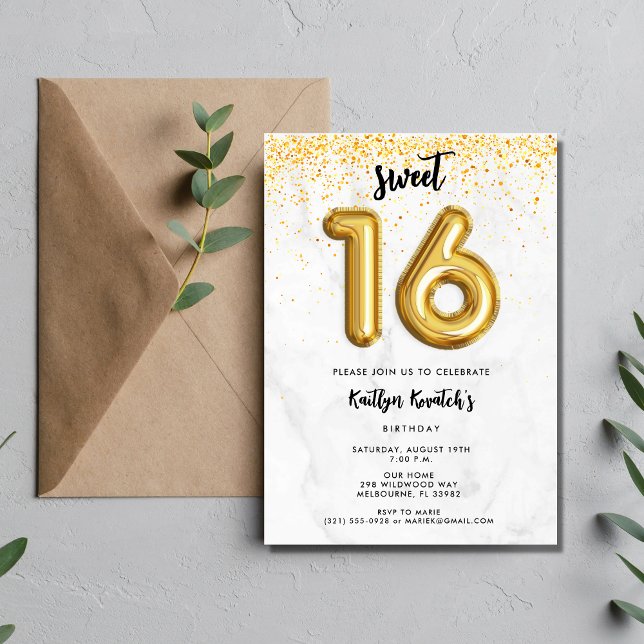 Söt 16 Sextonde födelsedag Party Inbjudningar (Skapare uppladdad)