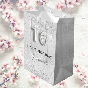 Söt 16 silver glitter dammårsdag i