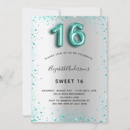 Söt 16 silver-glitter-elegant, glamorös inbjudningar