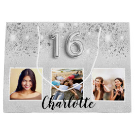 Söt 16 silver glitter fotot namn chic