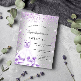 Söt 16 silver lila klänning glitter glamorös inbjudningar