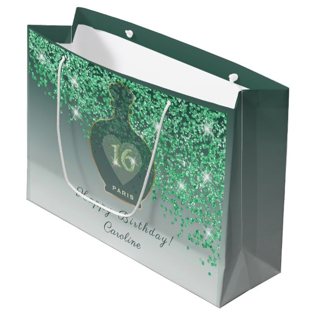 Söt 16 Smaragd Doft Grön Glitter (Framsidan Vinklad)