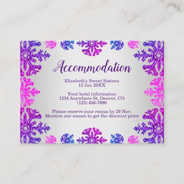 Söt 16 Snowflake Birthday-logi Tilläggskort (Framsida)