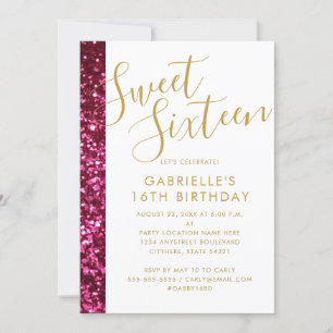 Söt 16 Sparkly Glitter & Guld Glam Chic Meddelande