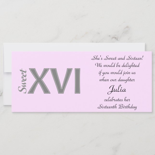 Söt 16 Speciellare födelsedag XVI Party Inbjudningar (Framsida)