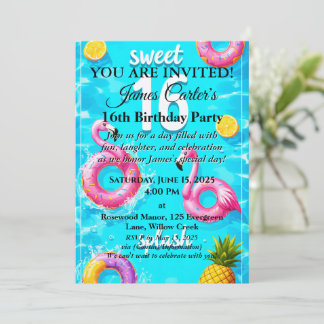 Söt 16 Stänk-buss: Poolside Party-inbjudan Inbjudningar