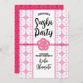 Söt 16 Sushi party 花 菱 七 宝 紋 Hanabishi Shippo Inbjudningar