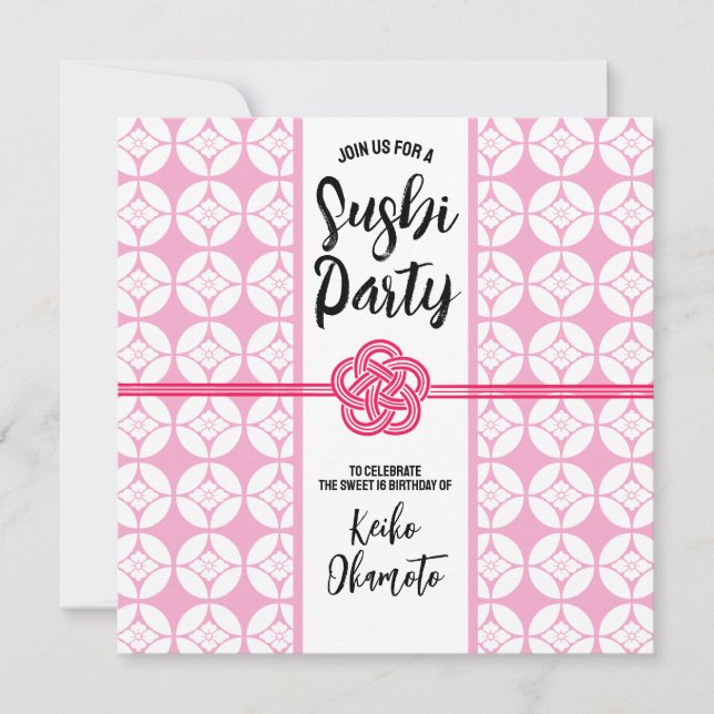 Söt 16 Sushi party 花 菱 七 宝 紋 Hanabishi Shippo Spara Datumet (Framsida)