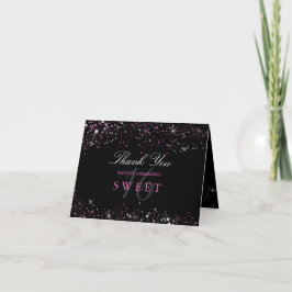 Söt 16 Svart Rosa Glitter Tacksamhetskort Tack Kort