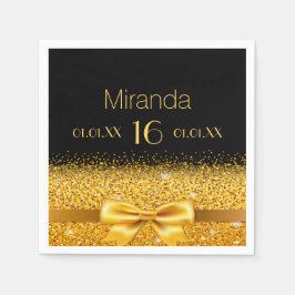 Söt 16 svarta guld-buken namn pappersservett